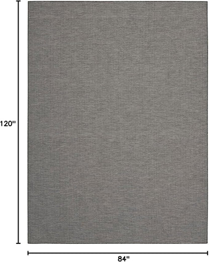 Nourison Positano Indoor-Outdoor Charcoal 7' x 10' Area Rug, Easy Cleaning, Non Shedding, Bed Room, Living Room, Dining Room, Backyard, Deck, Patio (7x10)