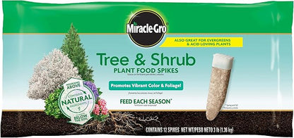 Miracle-Gro Plant Food Spikes Bundle for Fruit and Citrus Plus Trees and Shrubs, For Deciduous, Evergreen and Flowering Trees and Shrubs, 24 Spikes