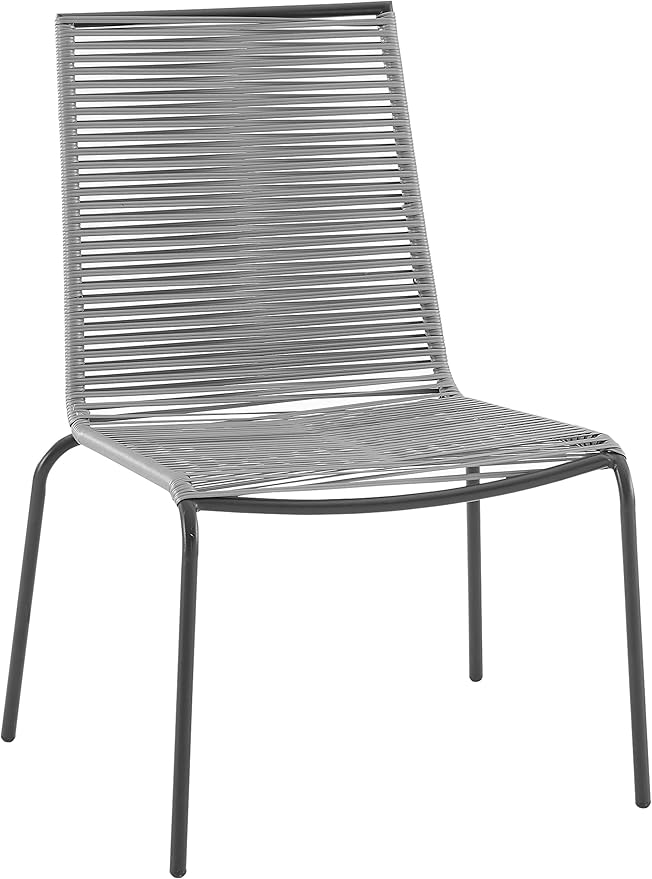 Crosley Furniture Fenton 2-Piece Stackable Outdoor Chair Set, Wicker Patio Chairs for Dining, Conversation, Matte Black/Gray