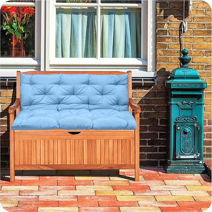 Replacement Cushions for Swing, Waterproof Porch Swing Cushion, 2-3 Seat Replacement Swings Seat Cushion with Backrest and Ties for Patio Backyard Porch Garden(Sky Blue 40 * 60 in)