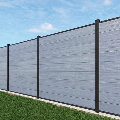 6ft x 6ft Outdoor Privacy Fence, Wind Resistant, Wood Plastic Composite Fence Panel with 1 Sturdy Alloy, Fencing for Yard, Backyard, Garden and Swimming Pool