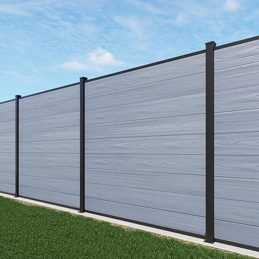 6ft x 6ft Outdoor Privacy Fence, Wind Resistant, Wood Plastic Composite Fence Panel with 1 Sturdy Alloy, Fencing for Yard, Backyard, Garden and Swimming Pool