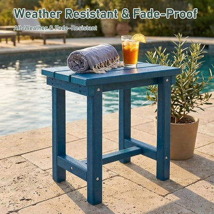 Furnimart 16.5" Adirondack Square Outdoor Side Table, Extra-Thick HDPE Weather-Resistant Teal Blue Small Patio End Table for Garden, Balcony, Yard, Deck, Poolside(Teal Blue)