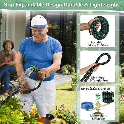 75 FT Non-Expanding Garden Hose, 2026 New Upgrated Non-Expandable Garden Water Hose - Ultra-Light & Flexible Burst-Resistant, Kink-Free Garden Hoses, All-Weather Use for Lawns, Gardens,Outdoor