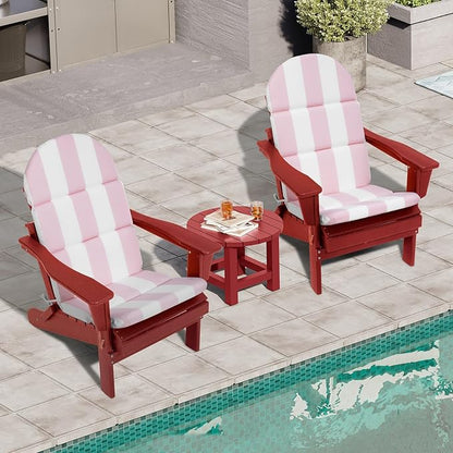 Crestlive 50x19.6 Inch Adirondack Chair Cushion Set of 2, Water Repellent, Fade Resistant, High Back Outdoor Rocking Chair Cushion for Patio, Pink Stripe
