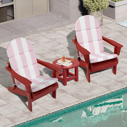 Crestlive 50x19.6 Inch Adirondack Chair Cushion, Water Repellent, Fade Resistant, High Back Outdoor Rocking Chair Cushion for Patio, Pink Stripe
