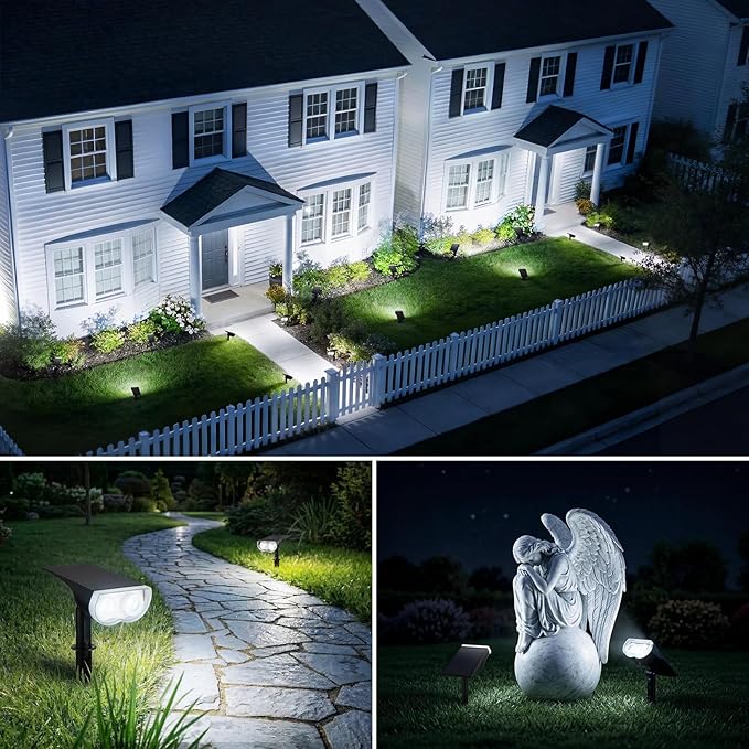 Consciot Solar Lights Outdoor Waterproof IP67, 3 Lighting Modes Solar Spot Lights Outdoor, Auto On/Off, 2-in-1 Solar Landscape Light for Yard Garden Landscape Pathway, Cool White 6500K, 6 Pack