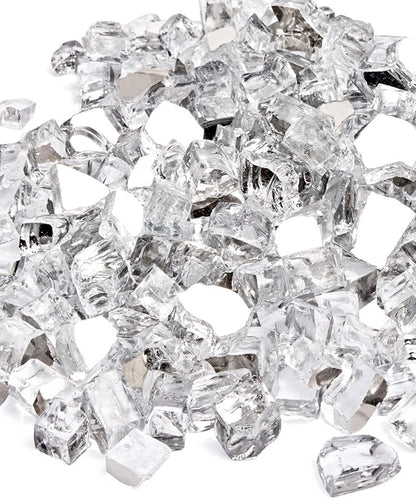 GASPRO 10 lbs Clear Fire Glass for Fire Pit Table, Reflective Gas Fireplace Glass Rocks, Gorgeous, 1/2 Inch