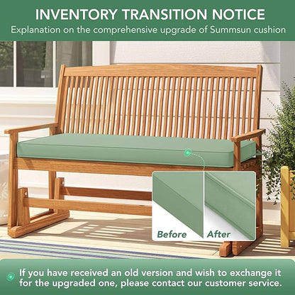 Summsun Outdoor Bench Cushion: Waterproof and Fade Resistant Patio Furniture Cushions - Non-Slip Bench Pad Cushion with Removable Cover for Garden Swing Porch Sofa Settee, 45 x 18 Inch, Sage Green