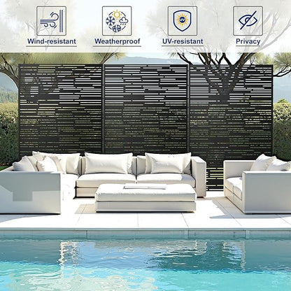 Outdoor Privacy Screen,72" H×47" W Metal Privacy Screen, Freestanding Privacy Fence Panels for Patio