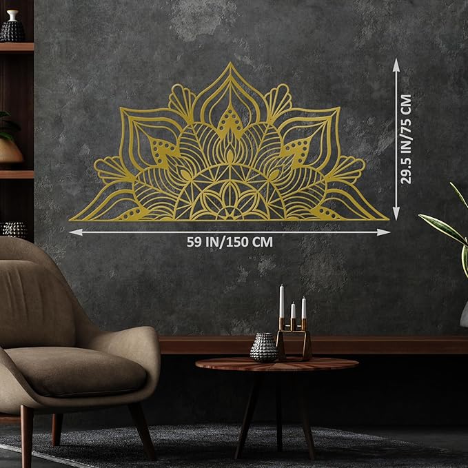Resama Large Metal Mandala Wall Art, Unique Lotus Flower Wall Decor Artwork, Suitable for Office and Home Indoor and Outdoor Decoration (Gold)