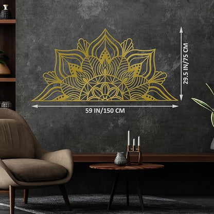 Resama Large Metal Mandala Wall Art, Unique Lotus Flower Wall Decor Artwork, Suitable for Office and Home Indoor and Outdoor Decoration (Gold)