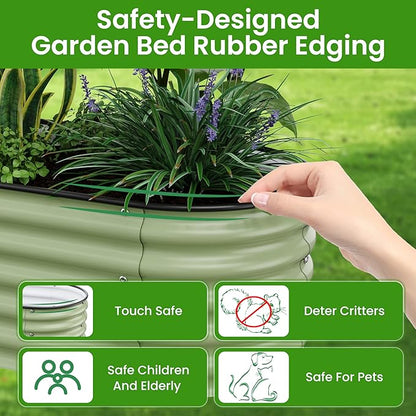5x2x1.4 Ft Raised Garden Bed, Planter Box Outdoor with Rubber Edge Zinc-Aluminum-Magnesium Stainless Steel Durable Metal Garden Beds Kit for Vegetables, Flowers, Herbs and Succulents(Light Green)