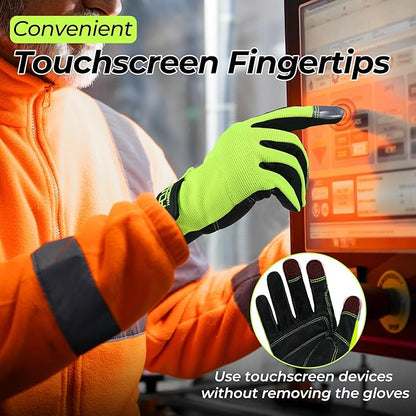 HANDLANDY Work Gloves for Men & Women, Utility Mechanic Working Gloves Touch Screen, Flexible Gardening Gloves for Yard