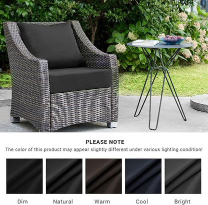 Outdoor Cushions for Patio Furniture,Outdoor Seat Cushion Set 24 x 24 x 4 Inch,Waterproof & Fade Resistant Outdoor Chair Cushions,Deep Patio Chair Cushion with Removable Cover,Black
