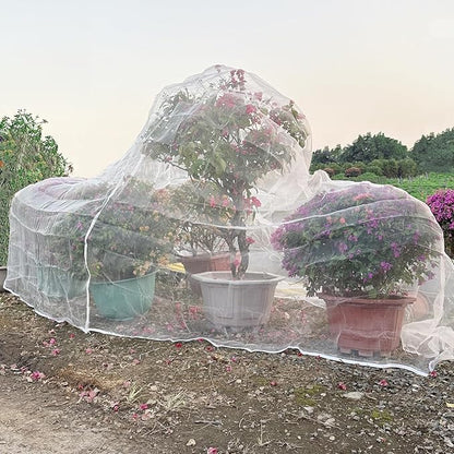 2Pack 9.84FT x9.84FT Insect Netting Bag with Zipper and Drawstring, Garden Bird Barrier Mesh Covers Bags,Fruit Tree Netting for Protecting Blueberry Flowers Bush Plants from Bugs and Other Animals