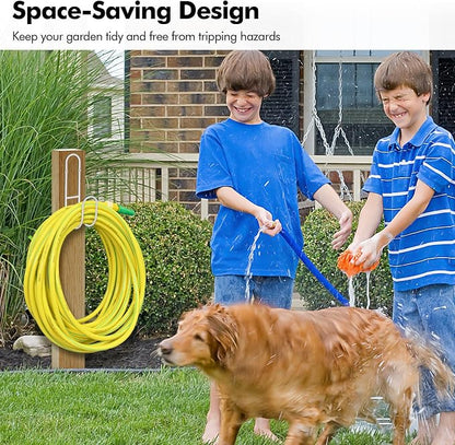 Garden Hose Holder, Wall Mount Water Hose Hanger, Hanging Storage Rack for Garden Hoses, Ropes, Outside Yard (White)
