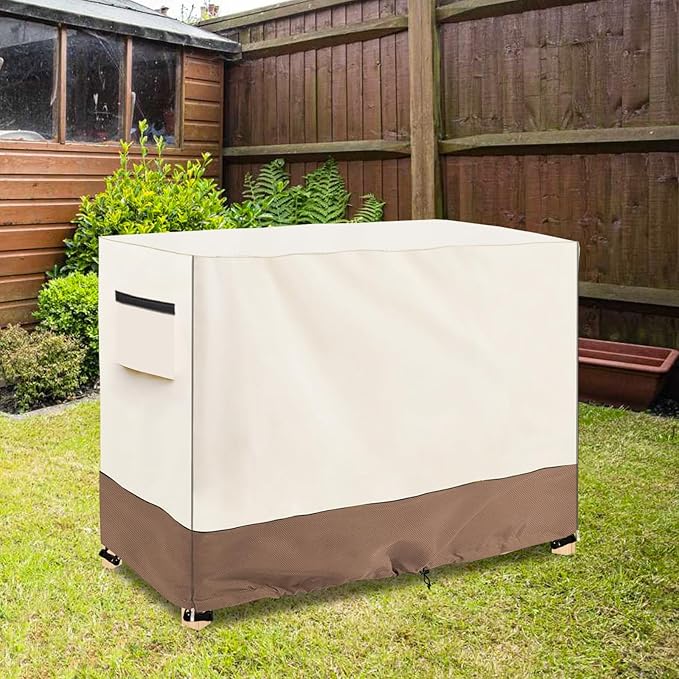 Outdoor Raised Garden Bed Winter Cover with Split Zipper,Waterproof Heavy Duty Cover for 48 x 24 x 30 inch Elevated Wood Planter Box Stand(Beige,Covers only)