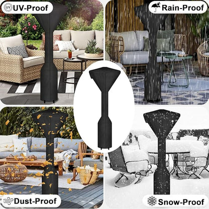 OutdoorLines Waterproof Outdoor Patio Heater Covers with Zipper and Storage Bag, Dust-proof UV-Resistant Windproof Propane Heavy Duty Heater Cover for Standing Heater, 1 Pack-95Hx34Dx19B inch Black