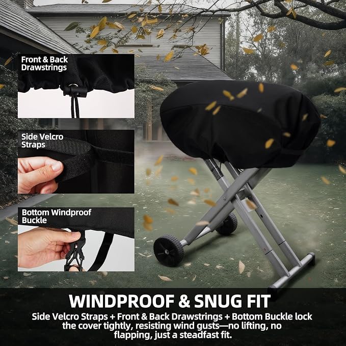 Portable Grill Cover for Coleman Roadtrip 285/LX/LXE/LXX and Smoke Hollow 205 Grill, Waterproof & Windproof Gas Griddle Cover, UV &Tear Resistant, 600D Heavy Duty Outdoor Accessories(Cover Only)