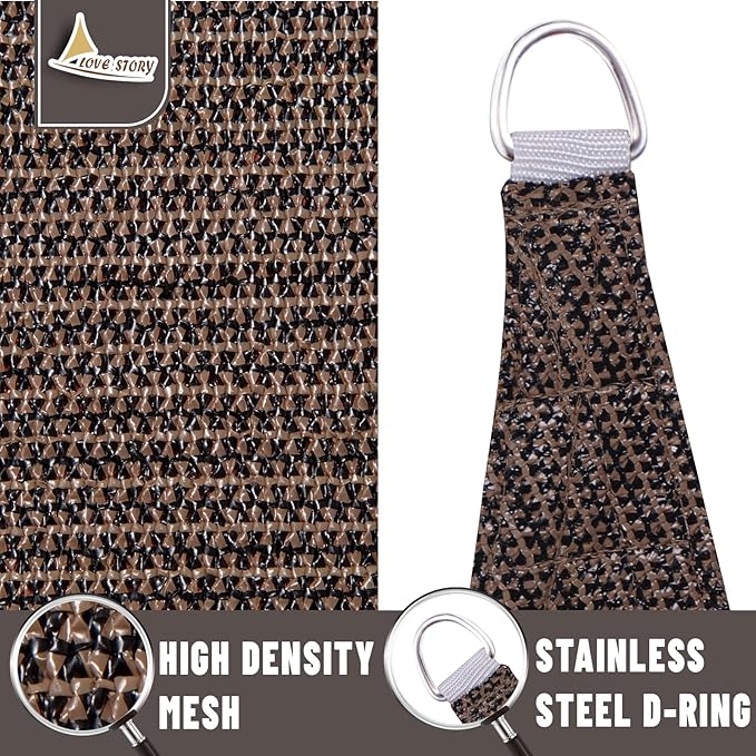 LOVE STORY Custom Size 4'x8' Brown Sun Shade Sail Rectangle UV Block Canopy Patio Sail Sunshades Fabric for Outdoor Garden Carport (We Make Custom Size)