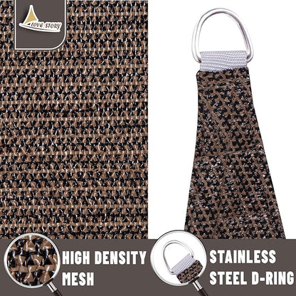 LOVE STORY Custom Size 7'x10' Brown Sun Shade Sail Rectangle UV Block Canopy Patio Sail Sunshades Fabric for Outdoor Garden Carport (We Make Custom Size)