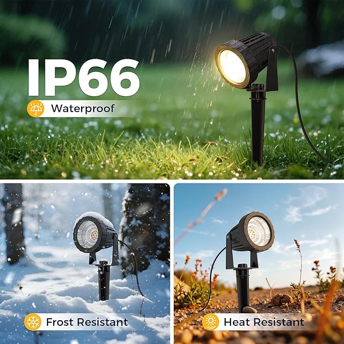 L LOHAS LED 5W Dusk to Dawn Outdoor Lighting, Auto On/Off 3000K Landscape Outdoor Spotlight, IP66 Waterproof Plug in Spot Lights for Yard, Garden, House, Pathway, Plant, UL Listed (10 Pack)