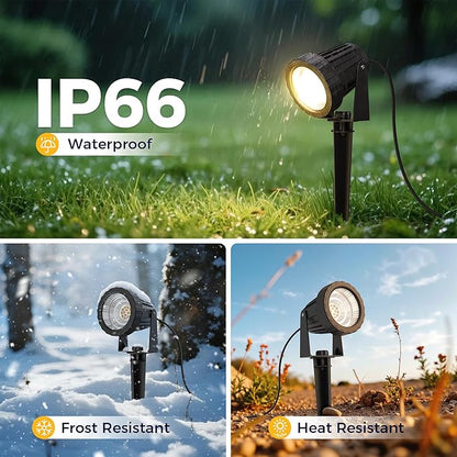 L LOHAS LED Landscape Lighting Outdoor, Spotlights for Yard Pathway Garden IP66 Waterproof, Dusk to Dawn Light Sensor, 120V 5W 450LM Yard Flood Light with 3-Plug, 3000K Warm White, UL Listed, 4Pack