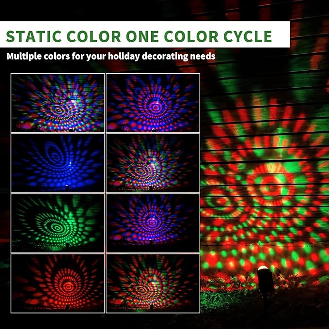 Outdoor Solar RGB Color-Changing Projection Lights, IP65 Waterproof 150° Adjustable LED Landscape Spotlights for Yard & Party Decoration