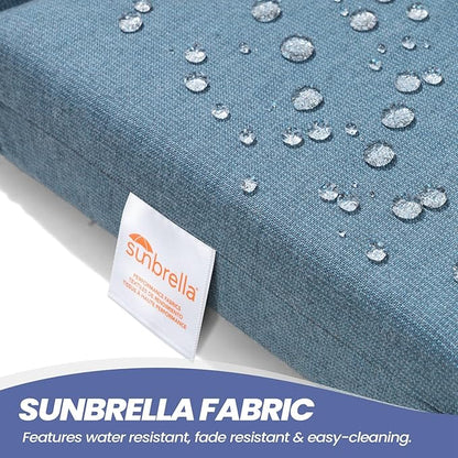 Crestlive Sunbrella Adirondack Chair Cushion, 50 x 19.6 inch, Water Repellent, Fade Resistant, High Back Outdoor Chair Cushion for Patio, Denim Blue