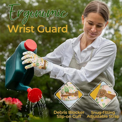 HANDLANDY Gardening Gloves for Women, Breathable Ladies Leather Garden Yard Gloves Best Gift for Gardeners