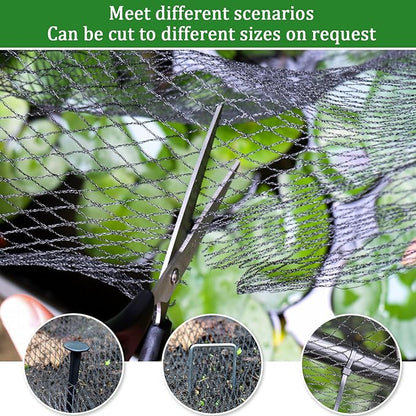 Bird Netting, 13 X 40 Ft Reusable Protective Garden Netting Cover for Plants Fruit Trees Vegetables, Heavy Duty Poultry Fence Animal Barrier with Ties and Staples, Strawberry Netting for Birds