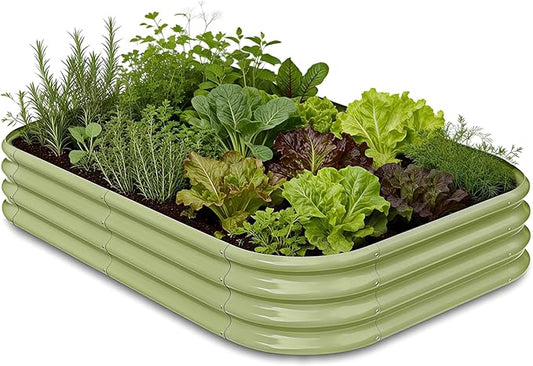 6x4x1 ft Galvanized Raised Garden Bed - 12" Tall Tall Metal Planter Boxes Outdoor for Vegetable Herbs, Modular Raised Flower Bed with Rust Resistant Coating for Outside Backyard - Moss Green
