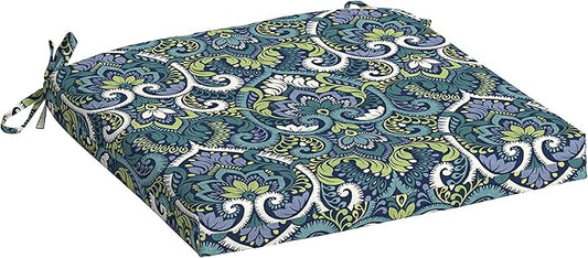 Arden Indoor/Outdoor Seat Or Rocking Chair Cushion, 19 x 18, Water Repellent, Rain Proof, Fade Resistant Cushion for Rocking Or Dining Chairs Sapphire Aurora Blue Damask