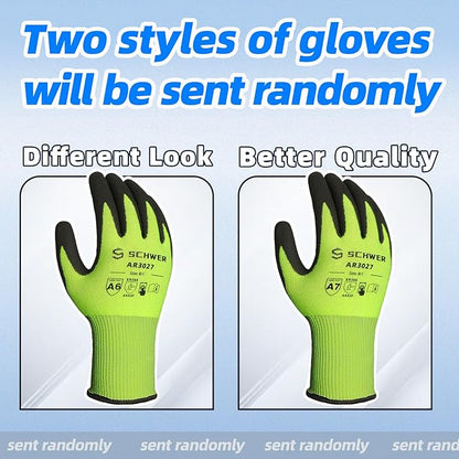 Schwer 2 Pairs Cut Resistant Gloves ANSI A6/A7 (Send Randomly) Cut Proof Work Glove CR3027, Working Gloves for Men and Women Used for Woodworking, Glass Cutting, Warehouse, Construction, XXL