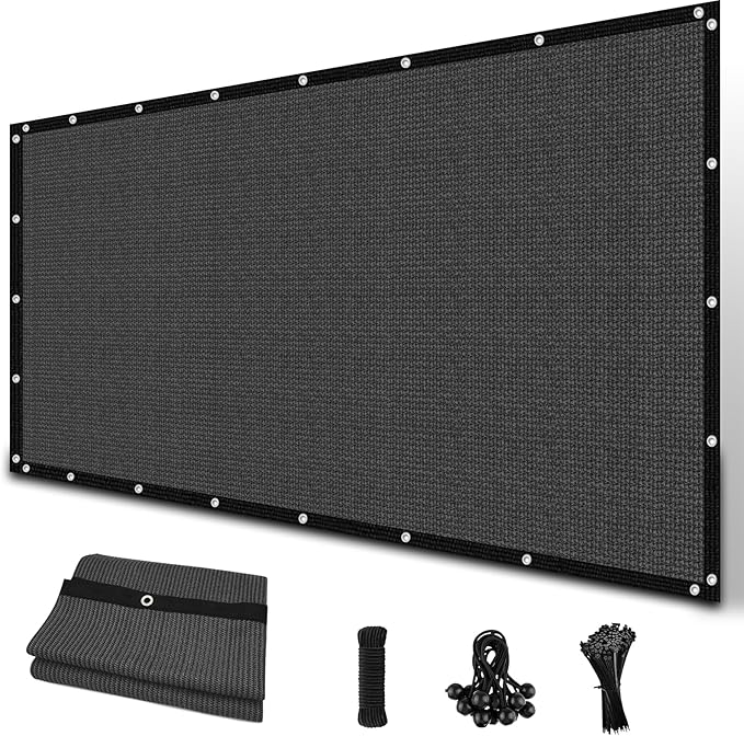 Amagenix 90% Sun Shade Cloth with Grommets, 8' x 12' Pergola Replacement Shade Cover Canopy Privacy Screen for Outdoor Patio Garden, Dark Gray (We Customized)