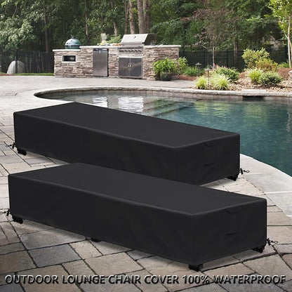Waterproof Patio Lounge Chair Cover 1 Pack Outdoor Chaise Lounge Covers 600D Weather Resistant Material, UV Protection, Windproof Design Outside Furniture Covers 80" x 28" x 14" H,Black