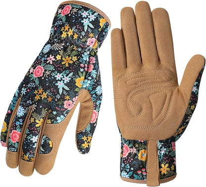 Pleneal Gardening Gloves for Women - Leather Garden Gloves Thorn Proof, Outdoor Protective Working Gloves