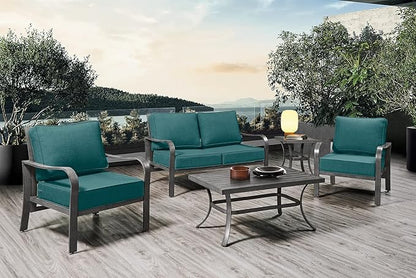 ARTPLAN Olefin 24x24 Deep Seat Patio Cushions for Outdoor Furniture,Extra 6 inch Thick,Back 18"x24",Removable,Replacement,Solid/Floral,Outdoor/Indoor,Aqua