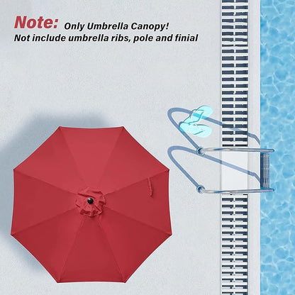 Simple Deluxe 2 Pack 9' Patio Umbrella Replacement Canopy Only Outdoor Table Market Yard Umbrella Replacement Top Cover with 8 Ribs, Red