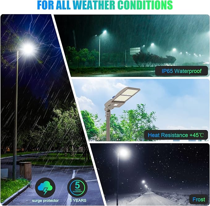 480V 320W LED Parking Lot Light 44800LM with Photocell & Short Circuit Cap, UL DLC Listed, 5000K Shoebox Pole Light with Slip Fitter, IP65 Waterproof Commercial Street Area Lighting for Driveway/Yard