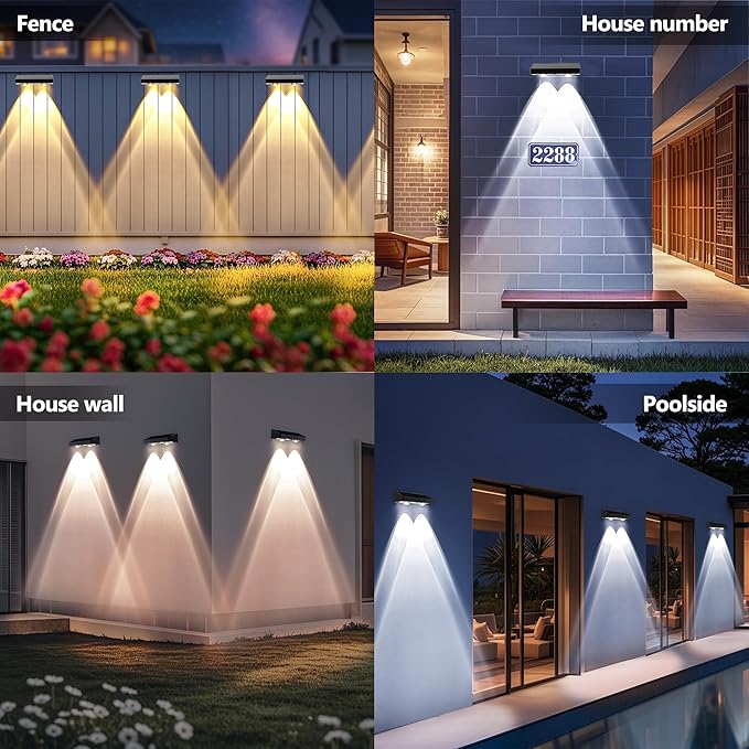 Brizled Solar Fence Lights, 20 Pack 3 Colors 6 Modes 250ml Outdoor Fence Solar Lights, IP65 Waterproof Outdoor Wall Light Landscape Lighting for Backyard Garden Patio Deck Railing Poolside