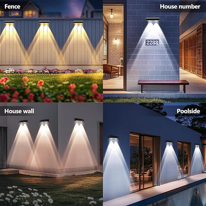Brizled Solar Fence Lights Outdoor, 6 Modes 2700/4500/6500K 250ml Fence Solar Lights, IP65 Waterproof Outdoor Wall Light Landscape Lighting for Backyard Garden Patio Deck Railing Wall Poolside, 8 Pack