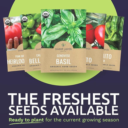 Organic Summer Seeds Variety Pack - 12 Individual Packs - 2026 Season - Basil, Tomatoes, Cucumber, Watermelon and More! for Indoor & Outdoor Planting (Non-GMO, Certified Organic)