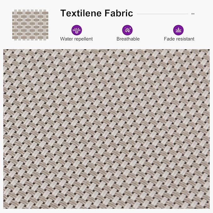 PURPLE LEAF Patio Chaise Lounge Set 4 Pieces Aluminum Outdoor Lounge Chairs with Wheels and Side Table Sunbathing Recliner Taupe