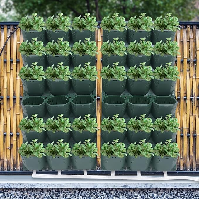 Garden Growing System, Vertical Self Watering Wall-Mounted Planters, Outdoor Hanging Grow Bags 36 Pockets, for Home Balcony Decoration