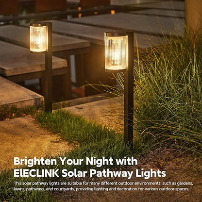 Solar Pathway Lights Outdoor, 4 Pack Upgraded Outdoor Solar Lights for Outside Super Bright Up to 12Hrs, IP65 Waterproof Solar Garden Lights for Yard Path Walkway Decor Landscape Lighting