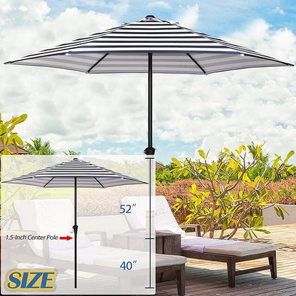 Sunnyglade 9FT Outdoor Patio Umbrella, Market & Table Umbrella with 6 Sturdy Ribs and Crank System, Fade-resistant & Waterproof for Garden Backyard Poolside Deck
