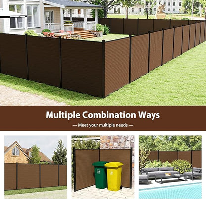 Privacy Fence Panels for Outside with 2 Post, 6' × 6' Windproof Composite Fence Cover Privacy, Garden Fencing Panel for Yard Pool Equipment Trash Can(Poured Concrete, Brown)
