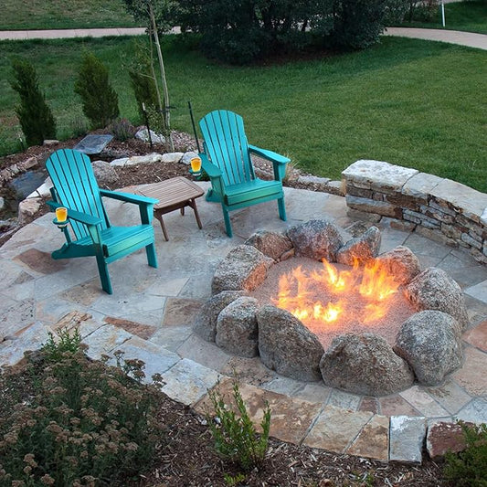 FUNBERRY Folding Adirondack Chair, All Weather HDPE Fire Pit Chairs with Cup Holder for Outdoor